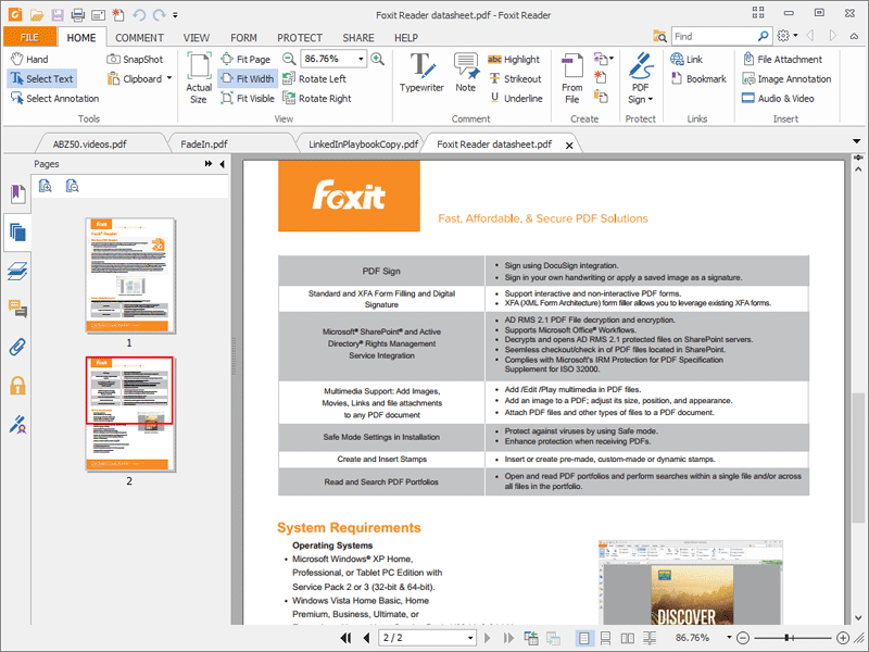 Những tính năng nổi bật Foxit PDF Reader