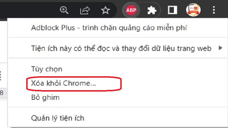 Bước 1 - Chọn "Xóa khỏi Chrome..."